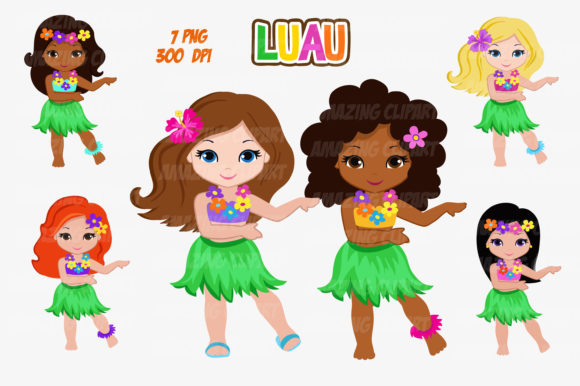 Download Luau Party Digital Clipart Hawaiian Girl - Hawaii Collection