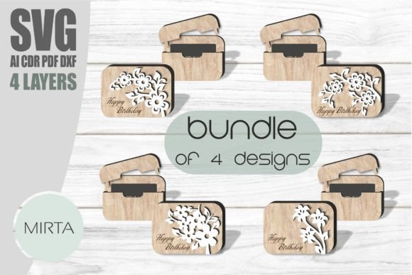 Download Floral Gift Card Holder Bundle Svg Laser - Gift card Collection