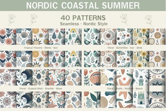 Download Nordic Coastal Summer Digital Paper Pack - Premium Resources