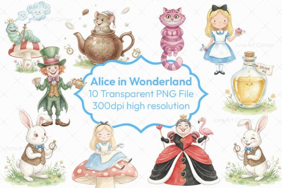 Download Alice Wonderland Clipart PNG Bundle Sets - Premium Resources