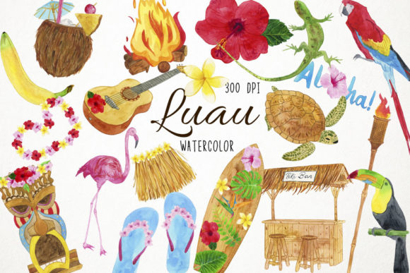 Download Watercolor Luau Clipart Hawaiian Clipart - Hawaii Collection